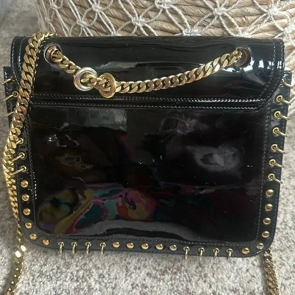 Emilio Pucci Black Patent Leather Vintage Crossbody Bag